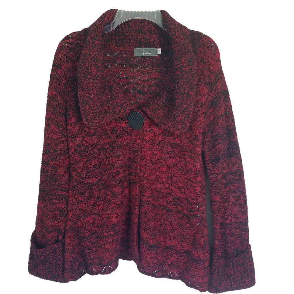 Willow Artsy Chunky Cardigan Size M One Button Open Cotton Faire Fairycore Boho